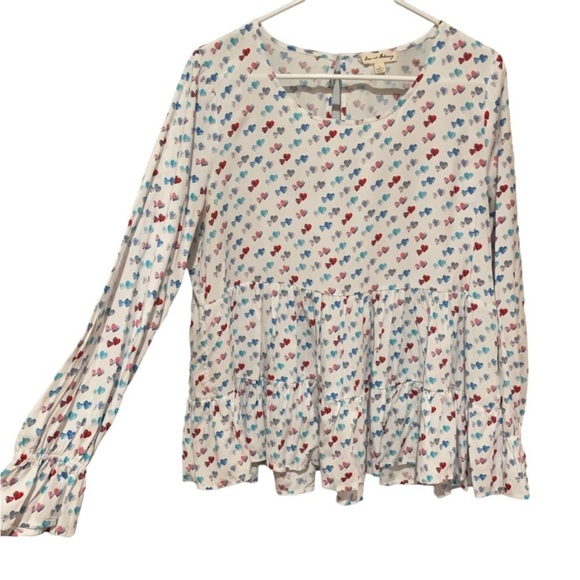 Jane and Delancey Valentine’s Day Long Sleeve Peplum Blouse Size Large - Picture 3 of 5